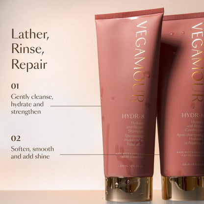 VEGAMOUR HYDR-8 Hydrate and Repair Shampoo and Conditioner Kit | Cleanses and Strengthens Dry, Damaged Hair with Amino Acids and Karmatin™ | Clean, Vegan, Cruelty-Free, Clinically Proven, Color Safe VEGAMOURBuy Supplements Australia