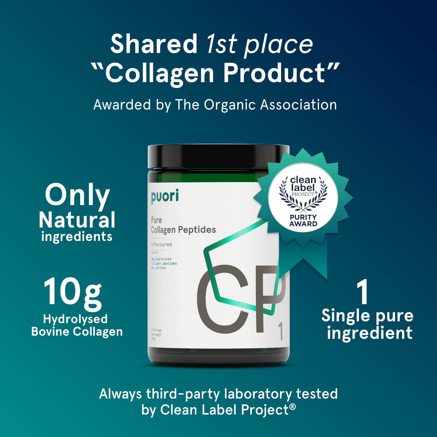 Puori CP1 Pure Collagen Hydrolysed Peptides 300g (30 Servings) PuoriBuy Supplements Australia