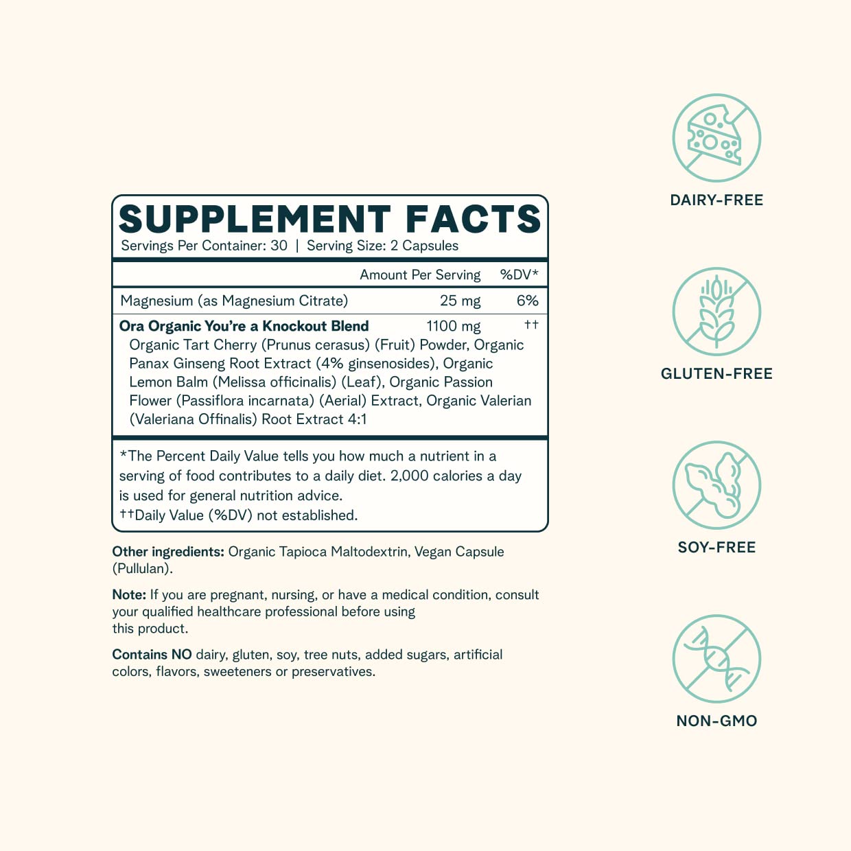 Ora Organic Natural Sleep Aid Supplement Stress Support Calming Herbal Blend with Melatonin from Tart Cherry - Includes Magnesium Citrate, Valerian Root, and Lemon Balm - 1 Month Supply, 60 Capsules Ora OrganicBuy Supplements Australia