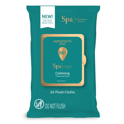 Summer's Eve Spa Calming Chamomile Feminine Wipes, 100% Plant Based*, pH balanced Plush Cloths