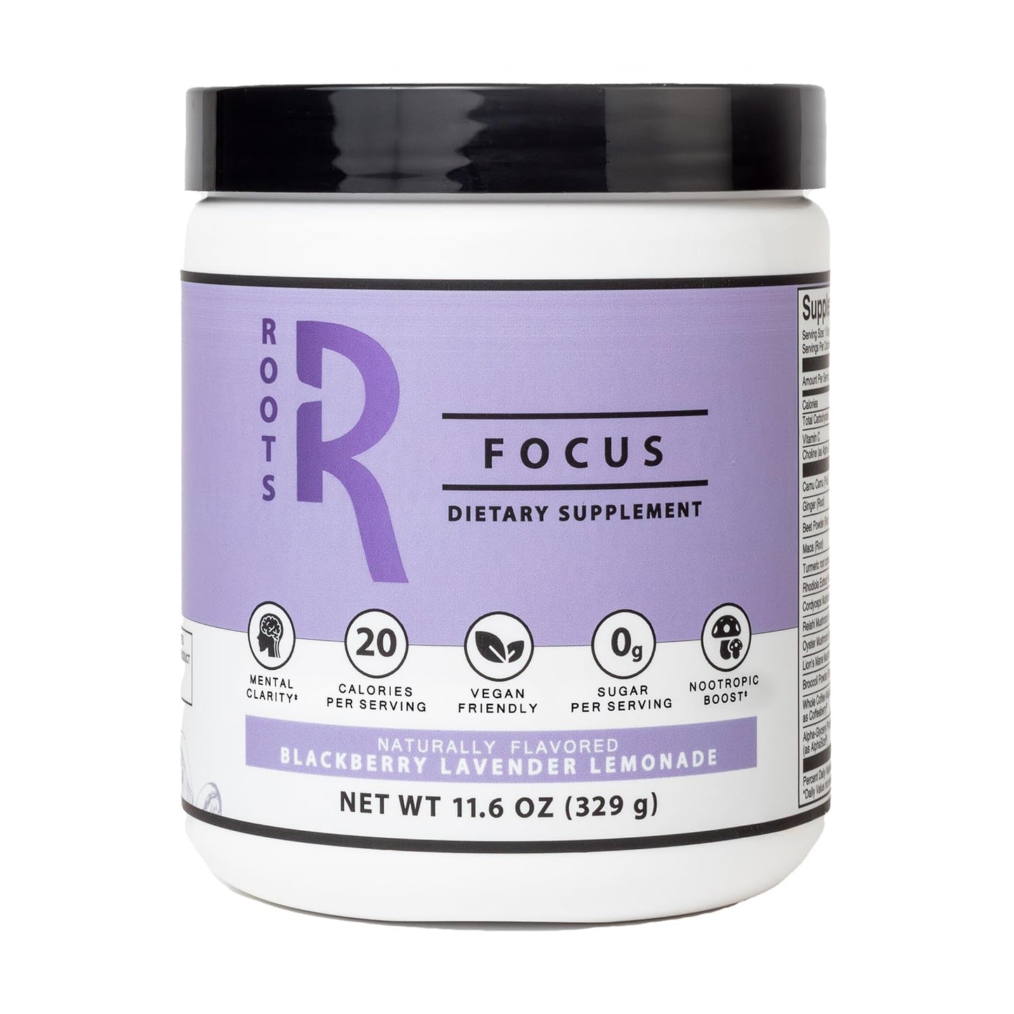 Roots Focus Brain Supplement - Nootropic Mushroom Supplement Powder for Memory, Focus, Energy - Lion's Mane, Cordyceps, Reishi Mushrooms with Caffeine - Blackberry Lemonade, 11.6oz Tub (50 Servings) Silver Star NutritionBuy Supplements Australia