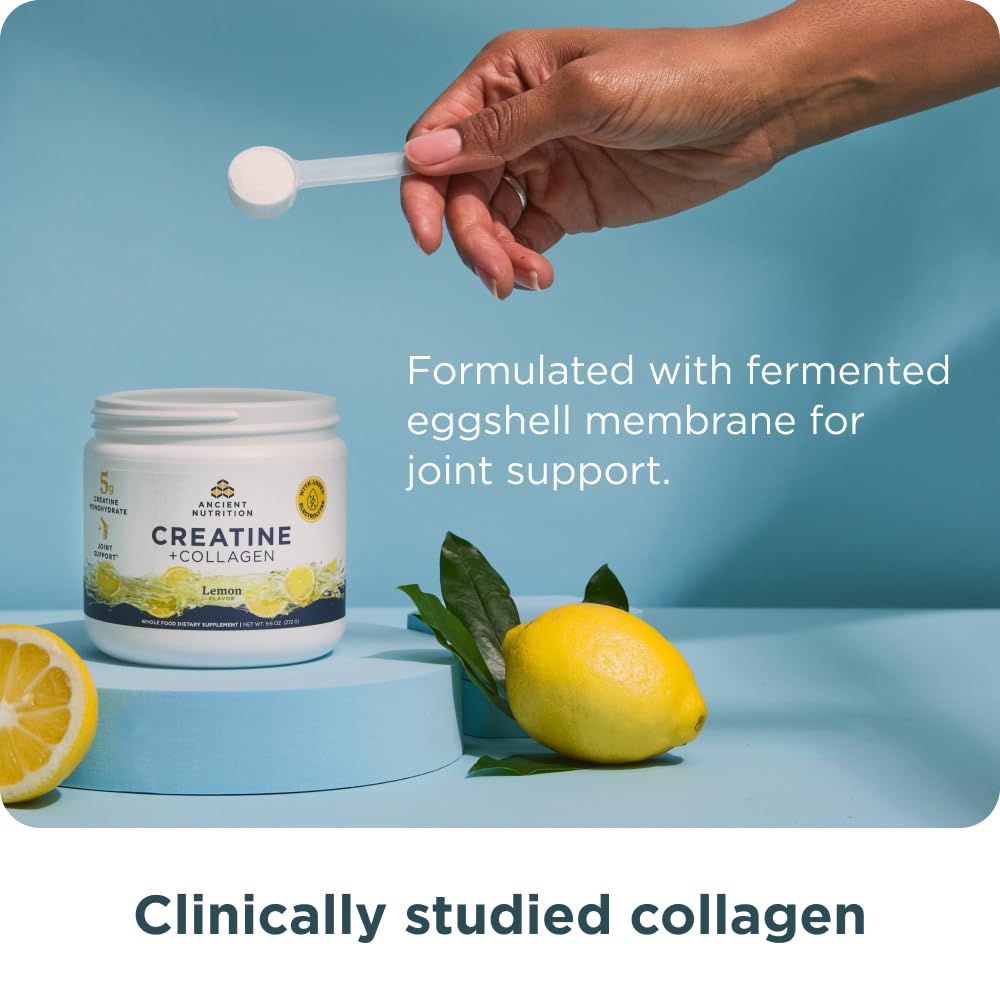 Ancient Nutrition Creatine + Collagen – Muscle Strength, Lean Body Mass, Joint Comfort & Cognitive Support – Includes 5g Creatine Monohydrate for Women + Electrolytes, Lemon, 30 Servings Ancient NutritionBuy Supplements Australia