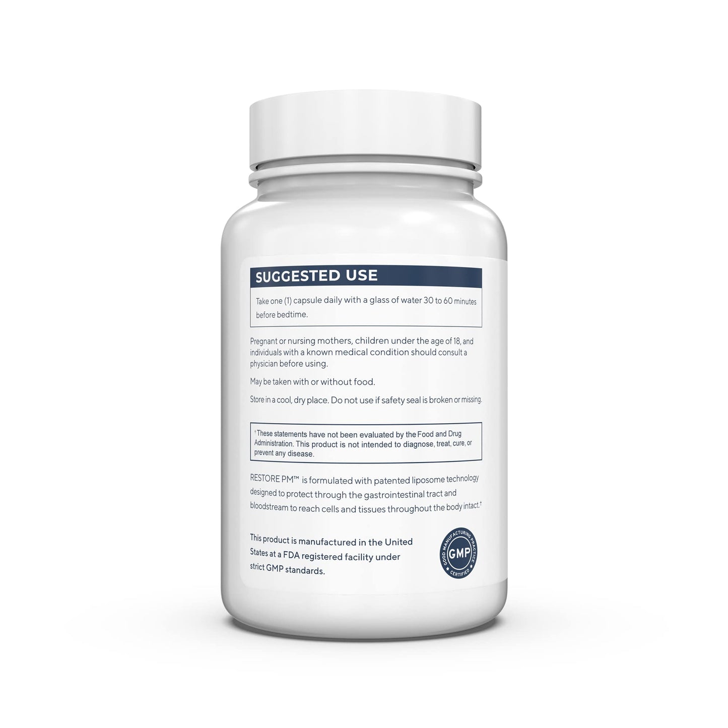 Renue By Science Restore PM | Liposomal Melatonin GABA Supplements | 60 Capsules with Melatonin (3.5mg) 5HTP (100mg) Glutathione (65mg) Apigenin (75mg) GABA (150mg) - Non-GMO | Made in The USA Renue By ScienceBuy Supplements Australia