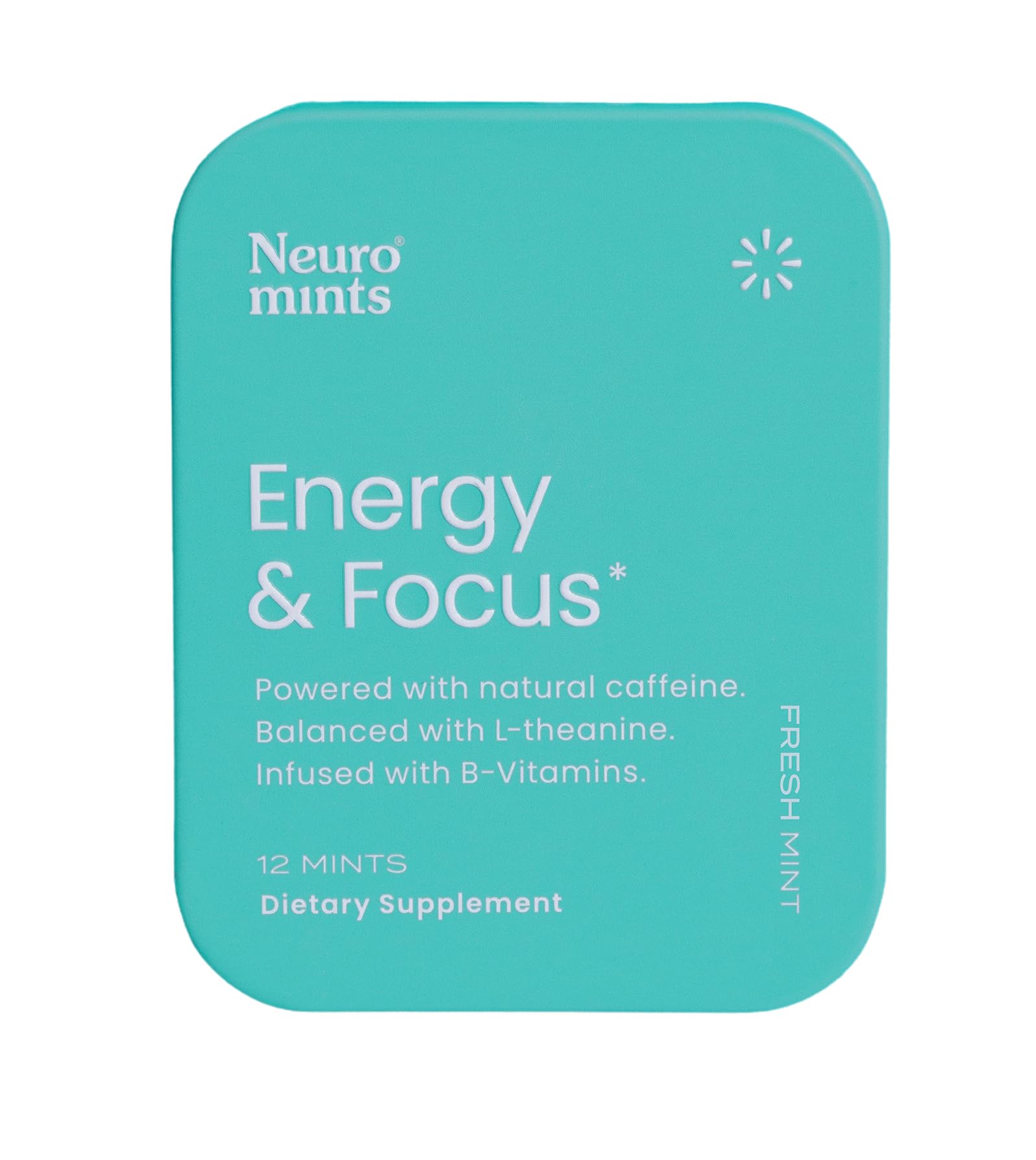 Neuro Energy & Focus Mints - Sugar Free Breath Mints with 40mg Natural Caffeine, B Vitamins & L-Theanine - Vegan Brain Supplement for Exercise, Study & Daily Focus - Peppermint, 12 ct NeuroBuy Supplements Australia