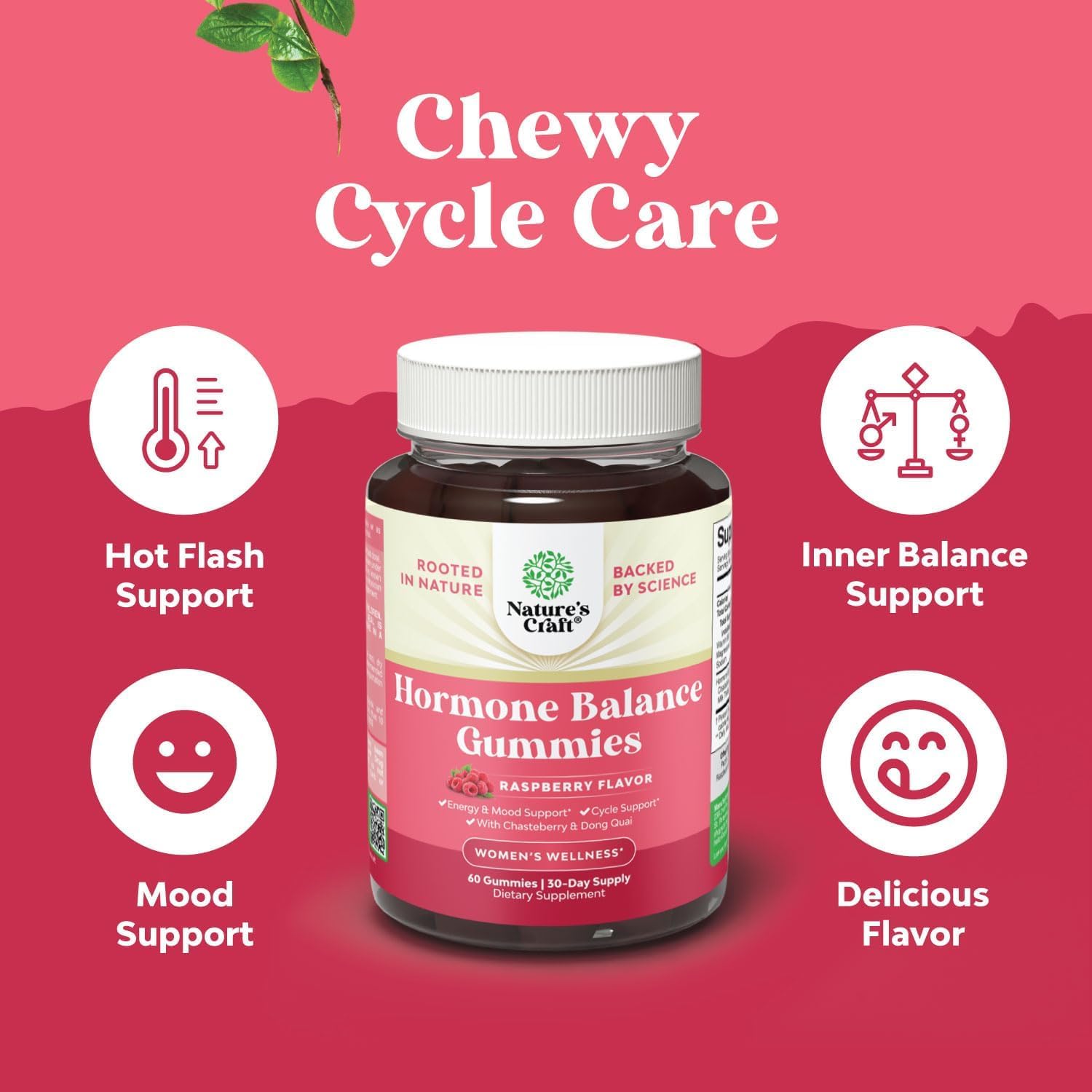 Hormone Balance for Women Gummies of All Ages - PMS Support Supplement for Women to Regulate Menstrual Cycle & Hormonal Balance Menopause & Mood Swings with Vitamin B6 & Dong Quai - 60 Chews - 3 pack Natures CraftBuy Supplements Australia