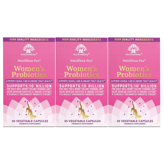 NutriCelebrity NutriFlora-Pro Probiotics for Women, Vaginal, Urinary Health, Immune System Digestive