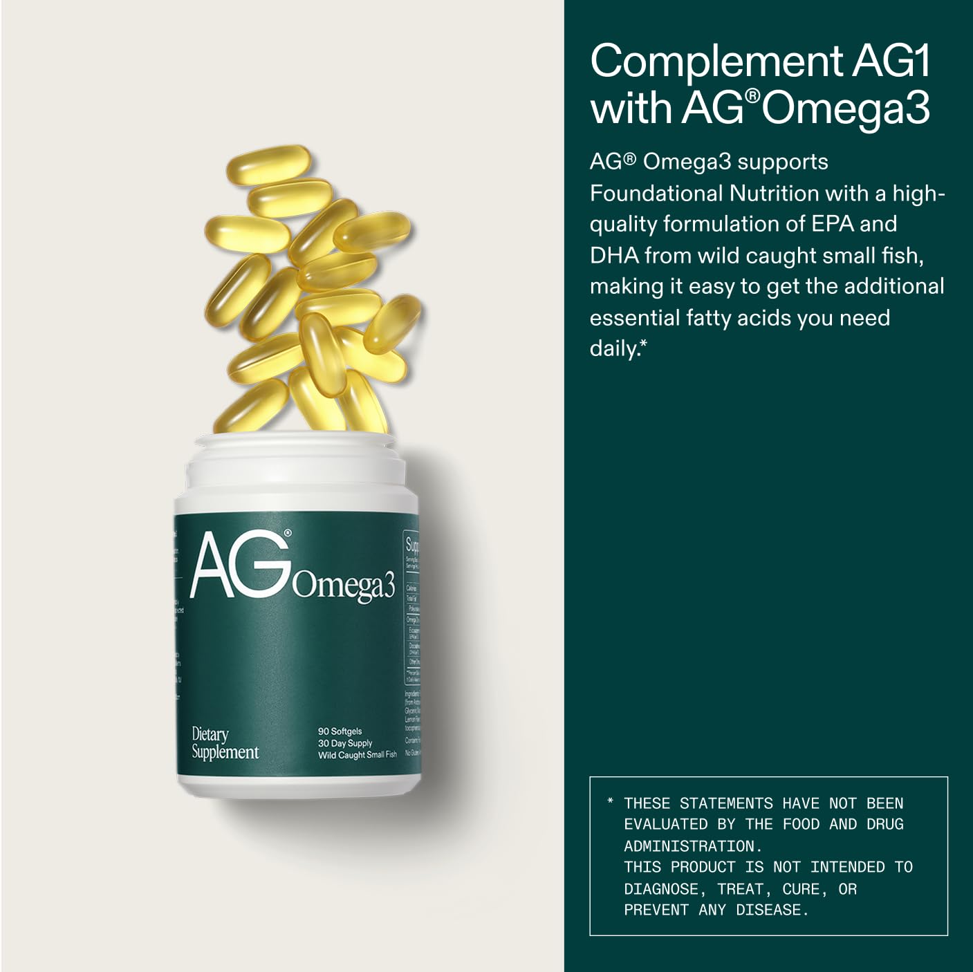 AG1 Omega 3 Fish Oil Softgels – 2000mg EPA & DHA from Wild-Caught Fish, Supports Heart, Brain & Joint Health | 90 Capsules | Athletic Greens Supplement AG1 buy supplements Au