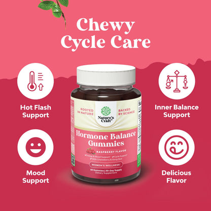 Hormone Balance for Women Gummies of All Ages - PMS Support Supplement for Women to Regulate Menstrual Cycle & Hormonal Balance Menopause & Mood Swings with Vitamin B6 & Dong Quai - 60 Chews Natures CraftBuy Supplements Australia