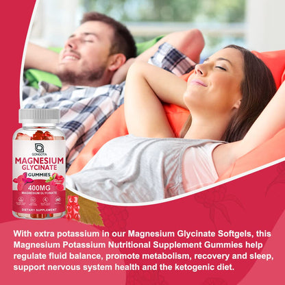 Magnesium Glycinate Gummies 400 mg with 100 mg Composite magnesium - Chelated Magnesium Potassium Supplement with Vitamin D, B6 Supports Calm, Sleep, Memory & Muscle Cramps,Sugar Free - 120 Gummies GONGOTABuy Supplements Australia
