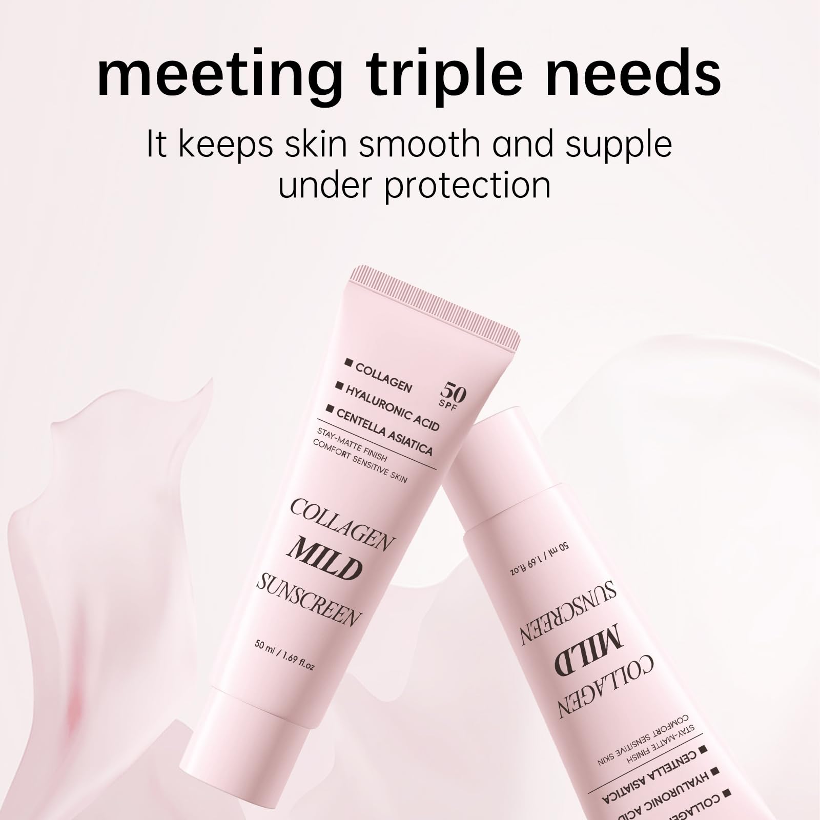 Collagen Mild Sunscreen SPF 50 for Face, Broad Spectrum Protection, Hydrating Facial Sunscreen with Peptides & Cica, Lightweight Non-Greasy, No White Cast, Natural Glow, Travel Size (2 PCS) DR.Seya buy supplements Au