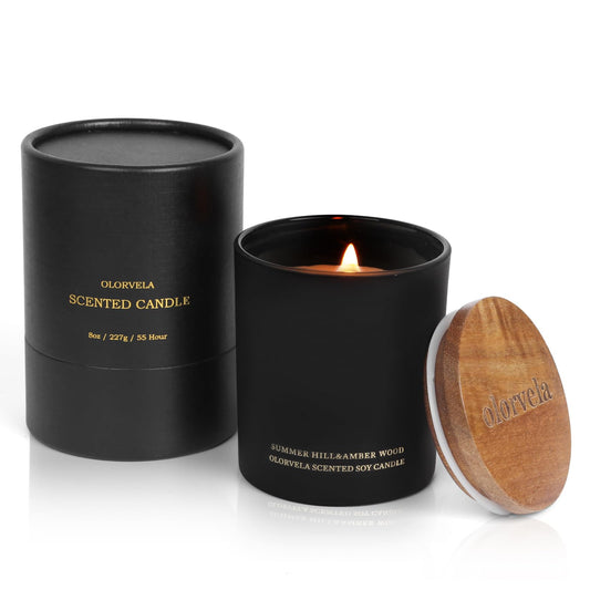 olorvela Candles for Men Wood Wicked Candles for Home Scented Mens Candle Aromatherapy 8oz