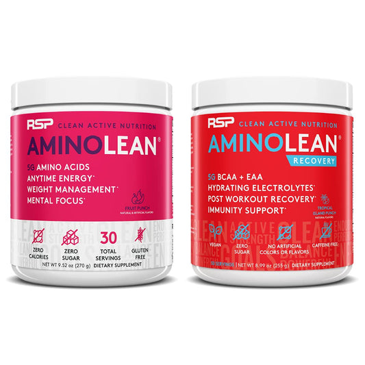 RSP NUTRITION AminoLean Pre Workout Energy (Fruit Punch 30 Servings) with AminoLean