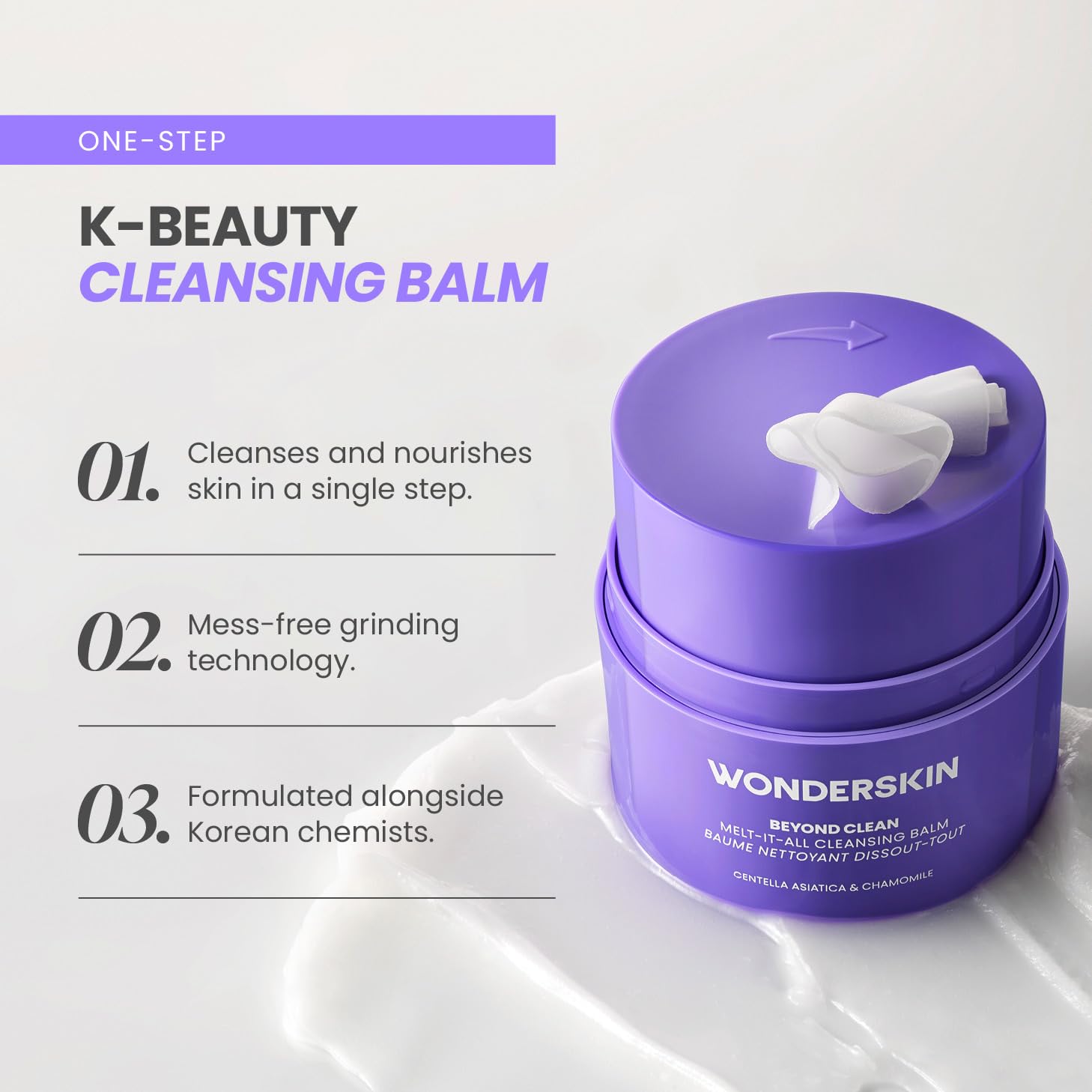 Wonderskin Cleansing Balm - Melt It All Balm to Milk Makeup Remover, Gentle Hydrating Face Cleanser with Centella and Chamomile Wonderskin buy supplements Au