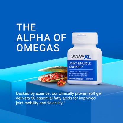 OmegaXL Joint Support Supplement, for Relief - Natural Muscle Support, Green Lipped Mussel Oil, Soft Gel Pills, Drug-Free, 60 Count OmegaXLBuy Supplements Australia