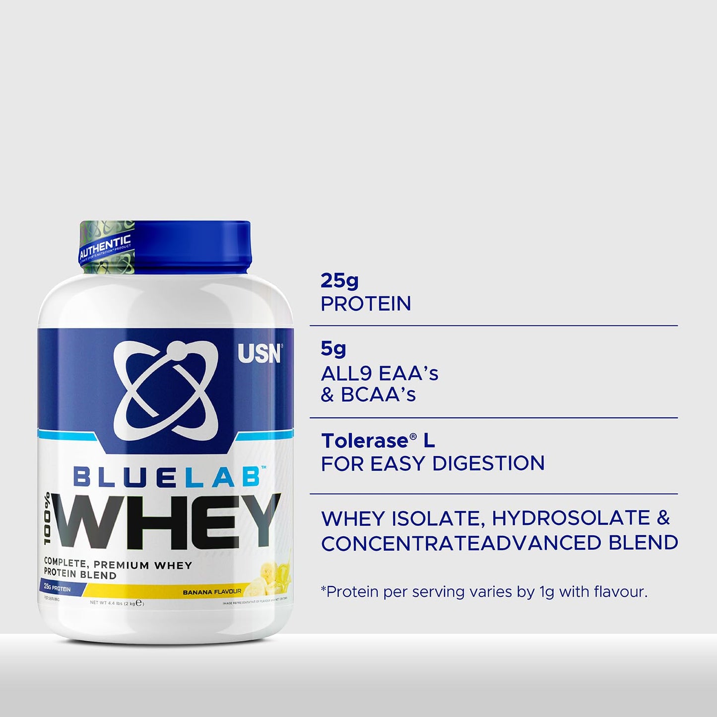 USN Blue Lab Whey Protein Powder: Banana - Whey Protein 908g - Post-Workout USNBuy Supplements Australia
