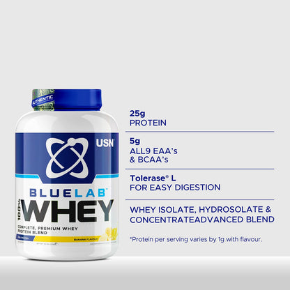 USN Blue Lab Whey Protein Powder: Banana - Whey Protein 908g - Post-Workout USNBuy Supplements Australia