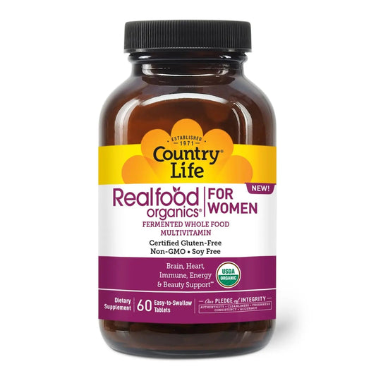 Country Life Realfood Organics Women’s Multivitamin – USDA Organic, Vegan, Gluten-Free – 1,300mg Fermented Whole Foods, Vitamins D, E, B, Folate & Biotin Country Life