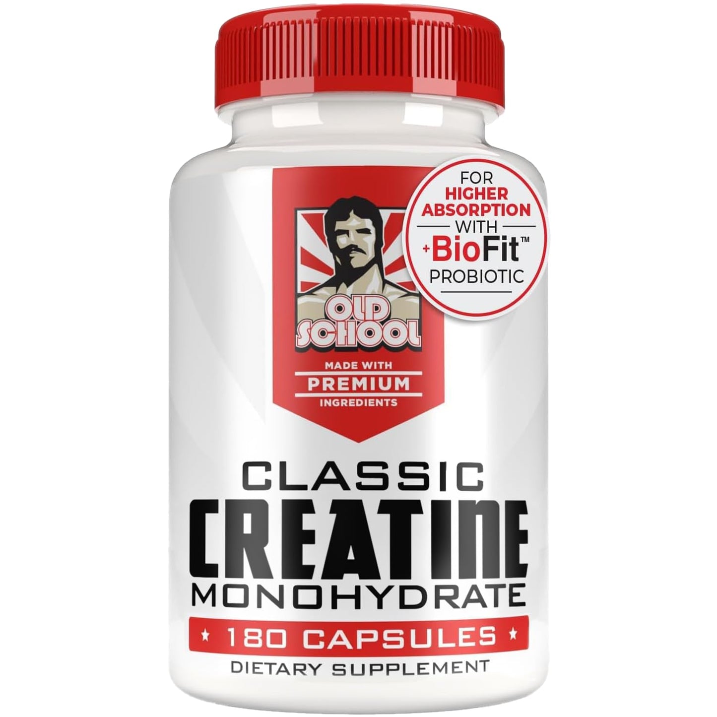 Old School Labs 5000mg Creatine Monohydrate Capsules With BioFit™ (Max Strength) Supports Muscle Growth & Recovery, Performance, Cognitive Health - Creatine Pills for Men & Women, Made in USA 180 Caps Old School LabsBuy Supplements Australia