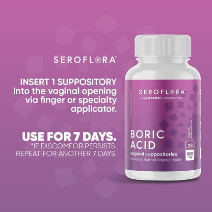 Seroflora Boric Acid Vaginal Suppositories 600 mg 28 Capsules - Boric Acid Pills for Women SerofloraBuy Supplements Australia