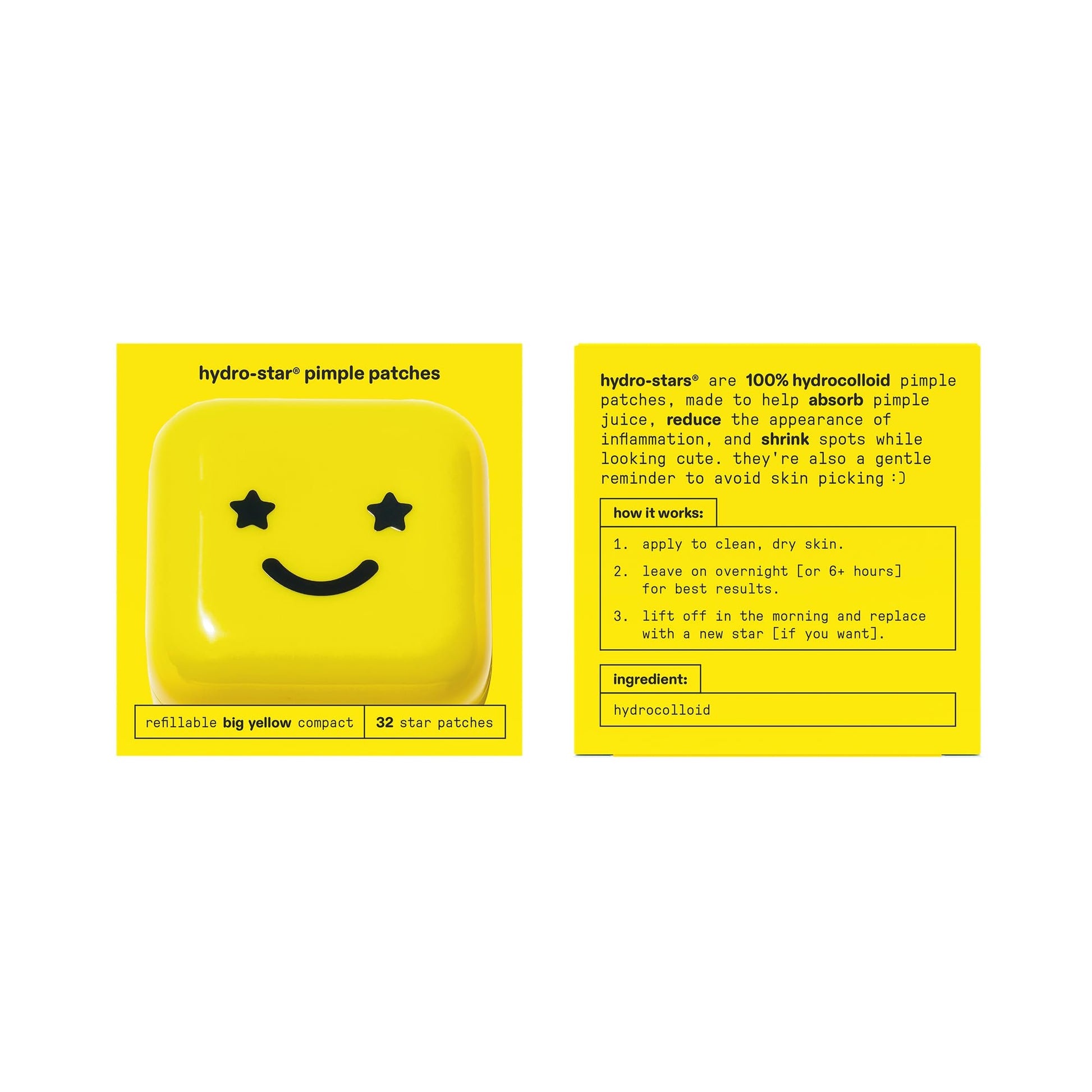 Starface Hydro-Star Pimple Patches + Big Yellow Compact, Clinically Proven Spot Shrinking in 6 Hours, Absorb Fluid and Reduce Redness, Hydrocolloid, Vegan and Cruelty-Free Skincare (32 Count) Starface WorldBuy Supplements Australia