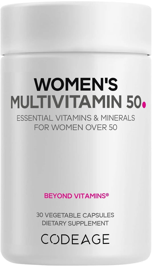 Codeage Women’s Multivitamin 50 - Essential Vitamins for Women Over 50, Methylated Folate, Magnesium, Selenium, Vitamin B6, B12, D3 Antioxidants Codeage