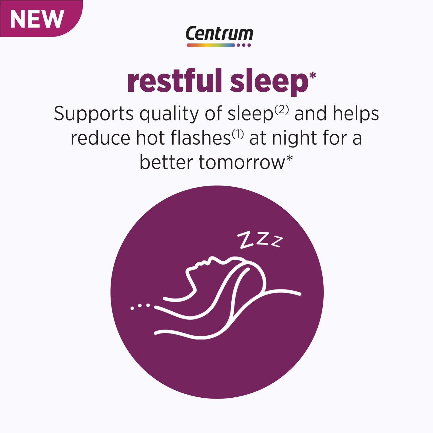 Centrum Restful Sleep Menopause Support Tablets, Supplement with Clinically Studied DailyZz and geniVida, 28 Count CentrumBuy Supplements Australia