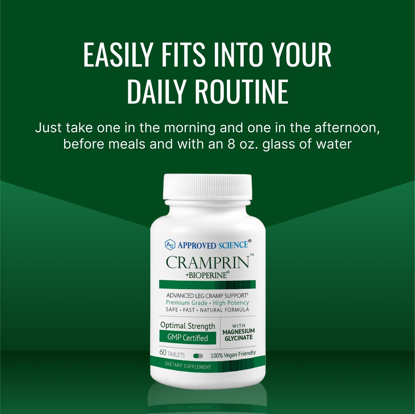 Approved Science Cramprin - High Absorption Magnesium, Vitamin B Complex, BioPerine - Muscle Cramps - 6 Month Supply - 2 Bottles - Vegan Approved ScienceBuy Supplements Australia