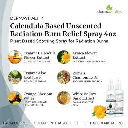 Radiation Burn Relief Spray - Calendula Spray for Radiation Treatment, Unscented, Fragrance Free, Natural Organic Plant Based Moisturizing Soothing Relief for Itchy and Sensitive Skin – 4 ounces UltimateVitality buy supplements Au