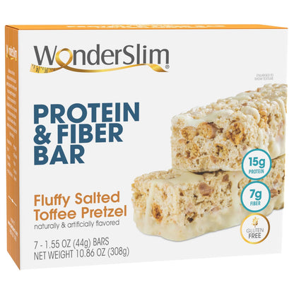 WonderSlim Protein & Fiber Bar, Salted Toffee Pretzel, 15g Protein, 7g Fiber, Gluten Free