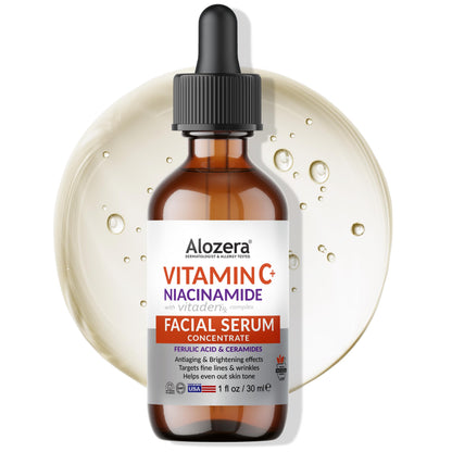 Alozera Vitamin C Facial Serum with Niacinamide & Ferulic Acid, Anti-Aging Serum for Visible Brightening, Glowing & Radiant Skin, Concentrated, Gentle & Effective, Day & Night Alozera buy supplements Au
