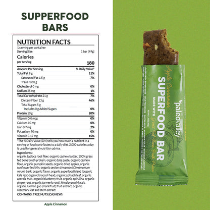 Paleovalley Superfood Bars – Apple Cinnamon– 10 Pack – 9g Protein per Bar – Gluten-Free, Grain-Free, Paleo, Non-GMO – On-the-Go Snack PaleovalleyBuy Supplements Australia
