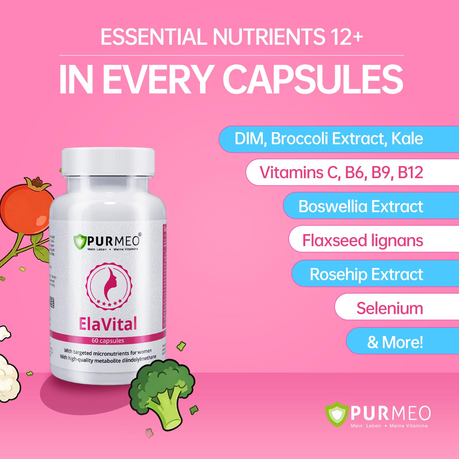 purmeo DIM Supplement for Women, Patented Formula Diindolylmethane Support Estrogen Hormone Balance & Breast Health, Non-GMO, 60ct Vegan Capsules purmeoBuy Supplements Australia