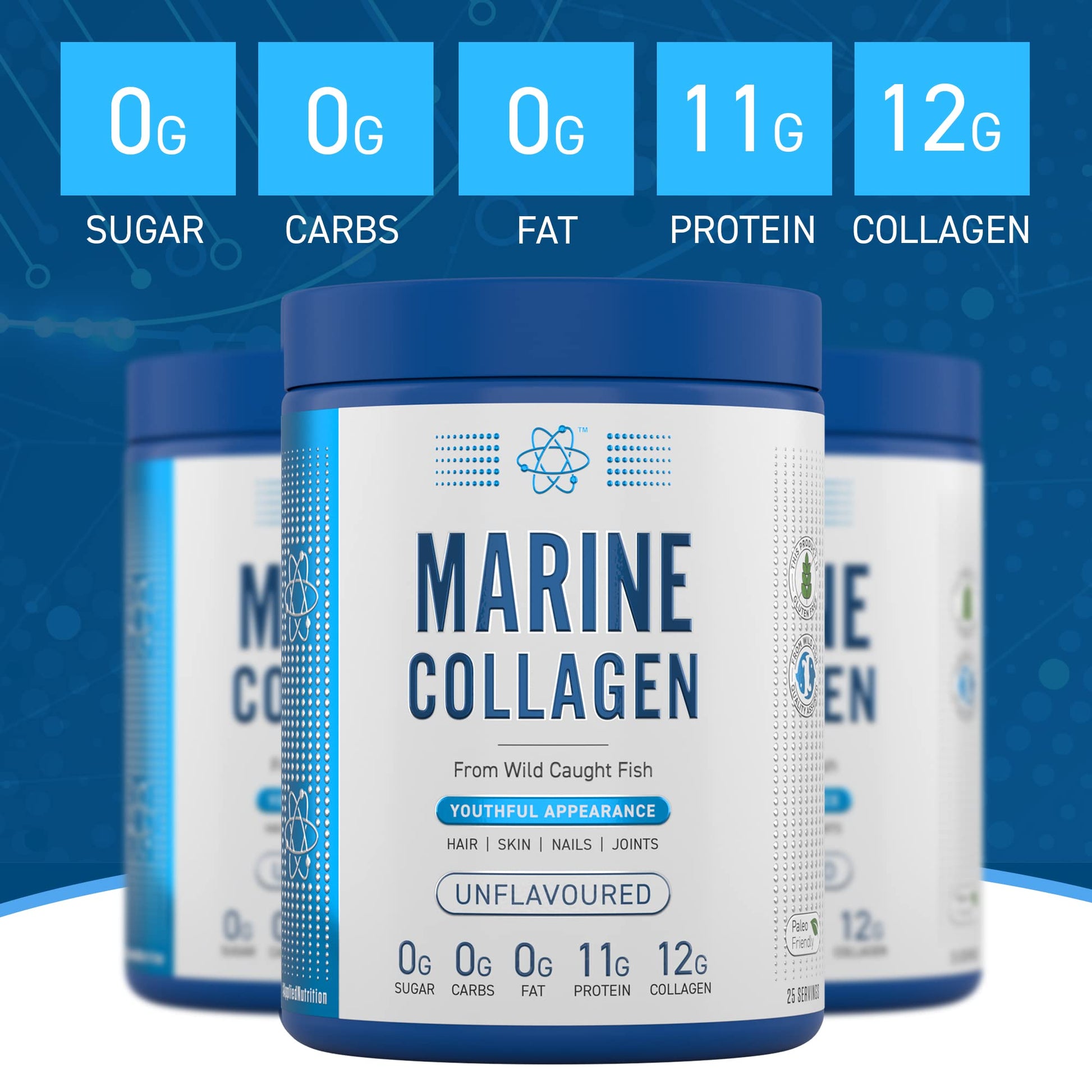 Applied Nutrition Marine Collagen Powder - Hydrolysed Collagen Protein, Healthy Skin, Hair, Nails Applied NutritionBuy Supplements Australia