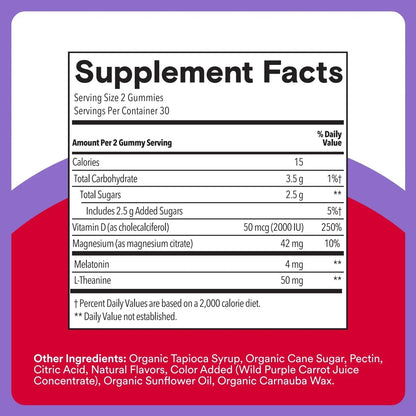 SmartyPants Adult Sleep Gummies with Melatonin: Magnesium & L-Theanine, Drug-Free, Non-Habit Forming Sleep Aid SmartyPants