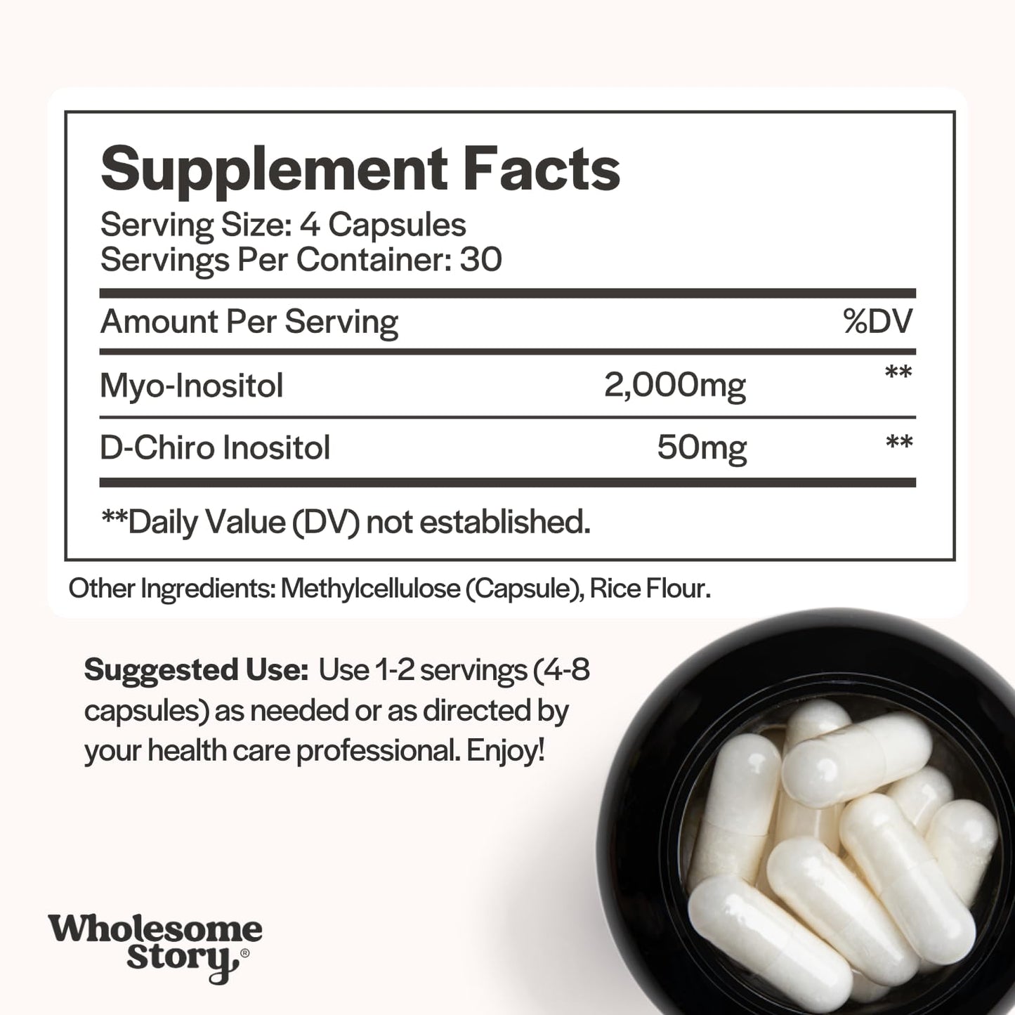 Wholesome Story Myo-Inositol & D-Chiro Inositol Supplement for Women | Fertility Supplements for Hormonal Balance & Ovarian Health Support | Myoinositol | Ideal 40:1 Ratio | 30 Servings Wholesome StoryBuy Supplements Australia