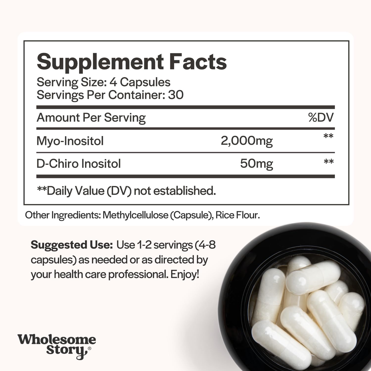 Wholesome Story Myo-Inositol & D-Chiro Inositol Supplement for Women | Fertility Supplements for Hormonal Balance & Ovarian Health Support | Myoinositol | Ideal 40:1 Ratio | 30 Servings Wholesome StoryBuy Supplements Australia