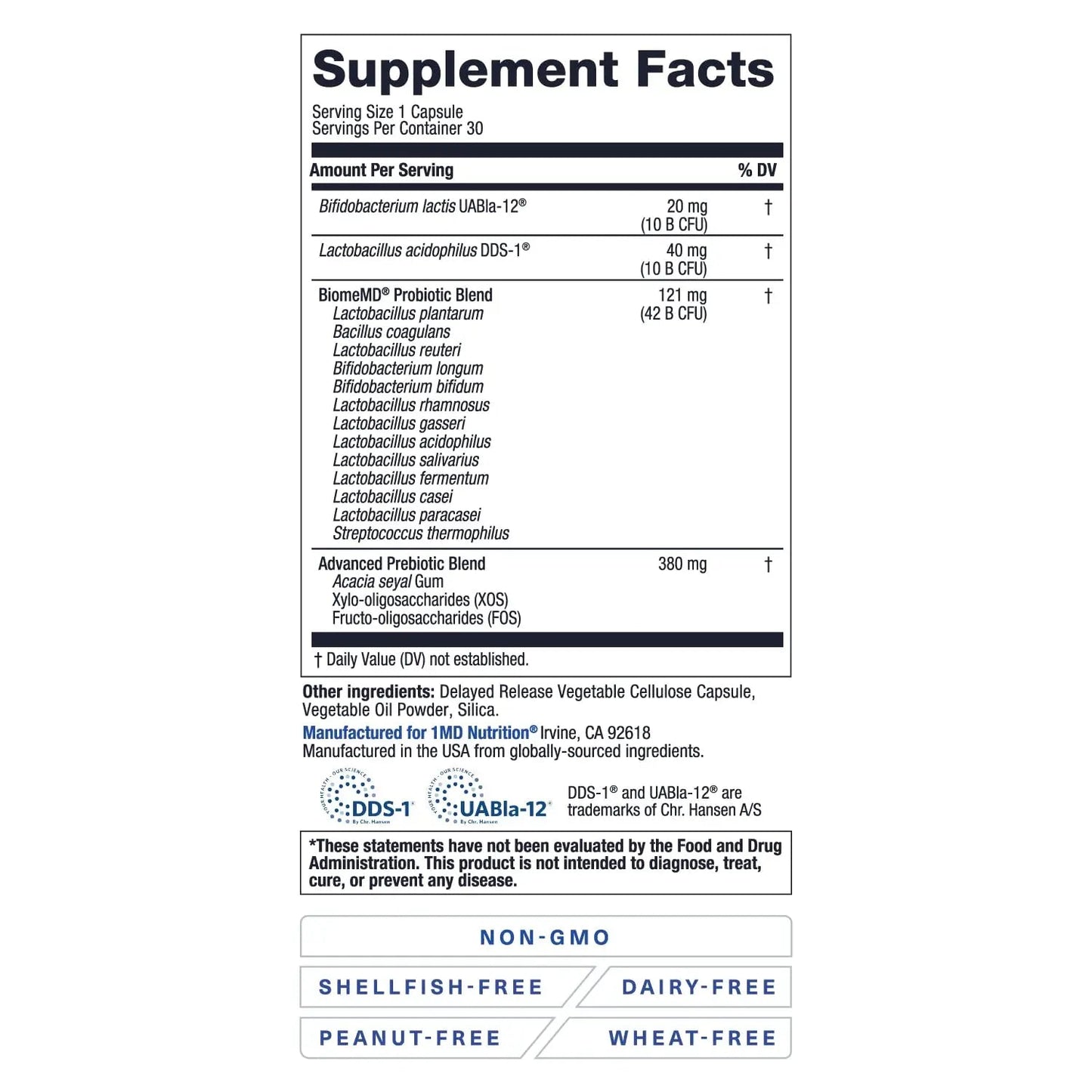 1MD Nutrition BiomeMD Probiotics | 62 Billion CFUs, 15 Comprehensive Strains - Pro & Prebiotics | Doctor-Formulated for Digestive Health & Immune Support | 30 Capsules 1MD NutritionBuy Supplements Australia