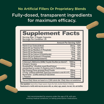 Genius Joy, Nootropic Mood Enhancer Supplement - Support Cognitive Health, Enhance Mood & Neural Function with Brain Boosting L-Theanine, Panax Ginseng & SAM-e - Organic, Non-GMO, & Gluten-Free The Genius BrandBuy Supplements Australia