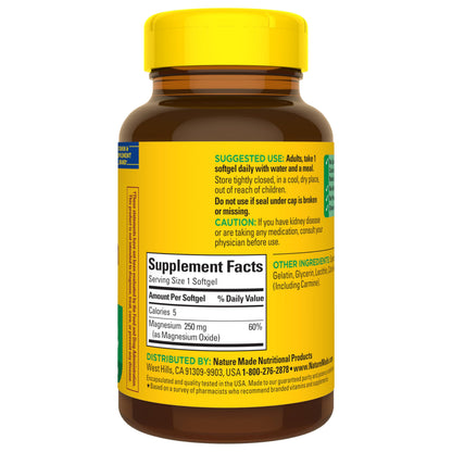 Nature Made Magnesium 250 mg, Magnesium Supplements for Men and Women, Support for Muscle, Heart, Bone and Nerve Health, 90 Softgels, 90 Day Supply Nature MadeBuy Supplements Australia