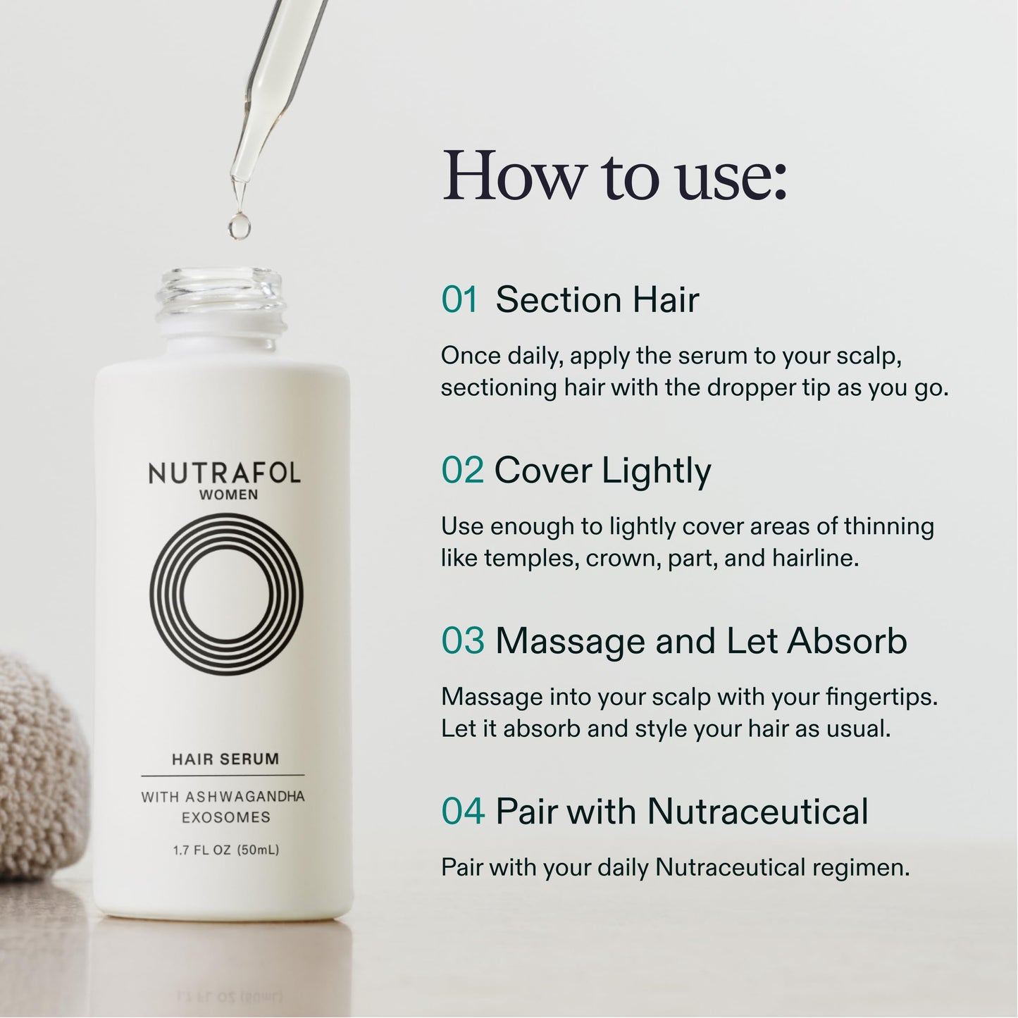 Nutrafol Women's Hair Serum, Safe for Hair Extensions and Color, for Visible Thickness and Strength, Vegan, Lightweight and Fast-Absorbing - 1.7 Fl Oz, Pack of 2 NutrafolBuy Supplements Australia