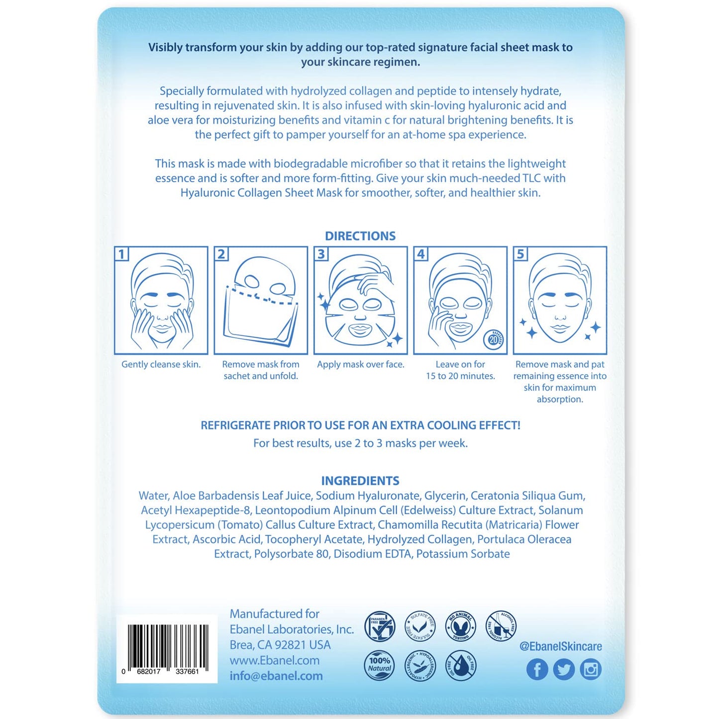 Ebanel 10 Pack Collagen Face Mask with Hyaluronic Acid, Vitamin C, Peptide, Aloe, Instant Brightening Hydrating Face Masks Skincare Korean Sheet Mask, Skin Firming, Lifting Anti Aging Facial Masks Ebanel buy supplements Au