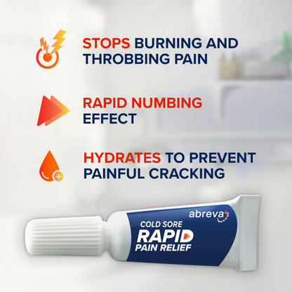 Abreva Cold Sore Treatment Rapid Pain Relief Cream - 1 Tube, 3 Grams Abreva buy supplements Au