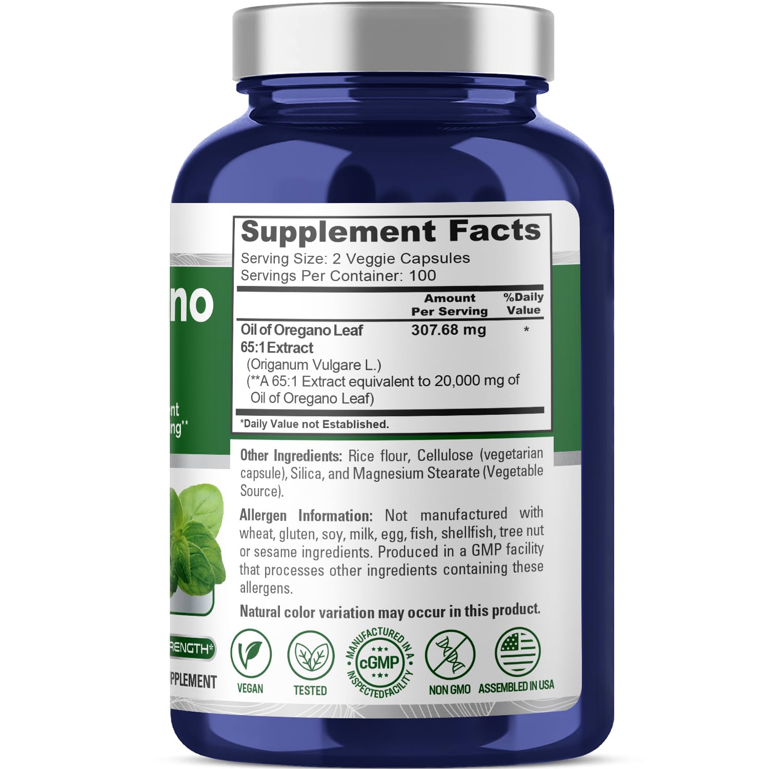 NusaPure Oregano Oil Extract 20000mg | 200 Veggie Powder Capsules | Naturally Occurring Carvacrol | Non-GMO and Vegan Extract 65:1 NusaPureBuy Supplements Australia