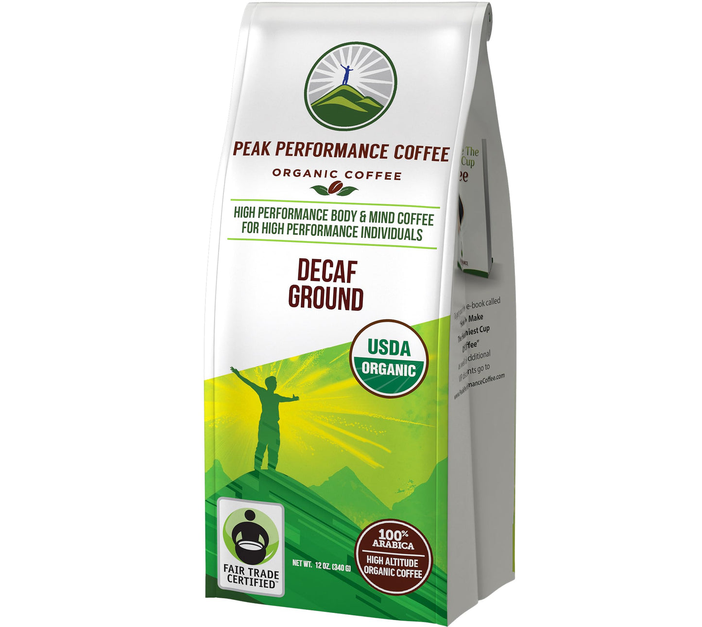 Peak Performance High Altitude Organic Decaf Coffee - Fair Trade, Low Acid, Non GMO, and Beans Full of Antioxidants - Medium Roast Smooth Tasting USDA Certified Organic Decaffeinated Ground 12 oz Peak PerformanceBuy Supplements Australia