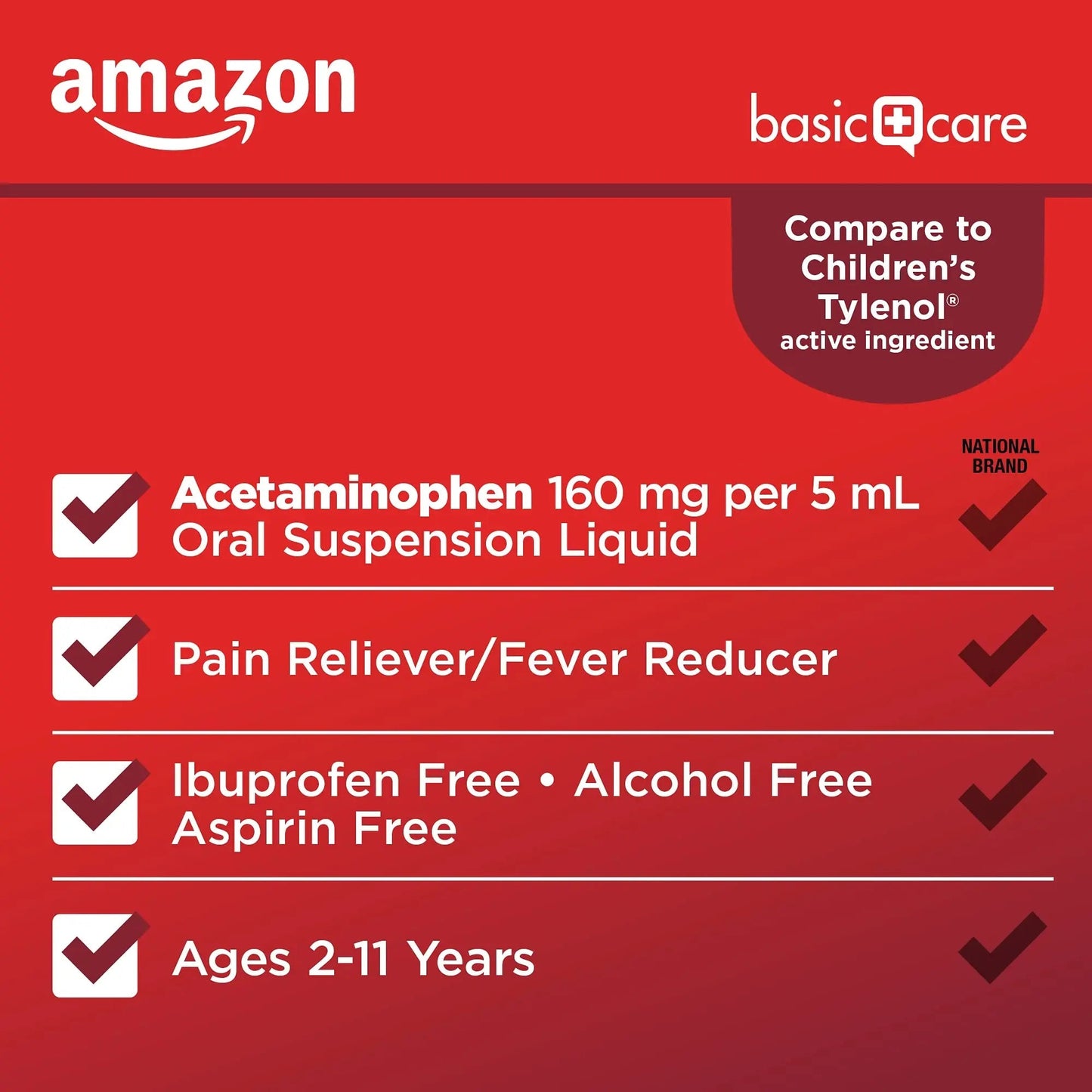 Amazon Basic Care Children's Pain Reliever and Fever Reducer, Acetaminophen 160 mg per 5 ml, Bubblegum Flavor, for Headache and Sore Throat, Ages 2-11 Years, 4 fl oz Amazon Basic CareBuy Supplements Australia
