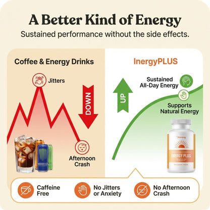 InergyPLUS | Energy Vitamins for Women, Fatigue, Natural Energy Supplements for Focus | Vitamin B12, Folic Acid, Rhodiola Rosea