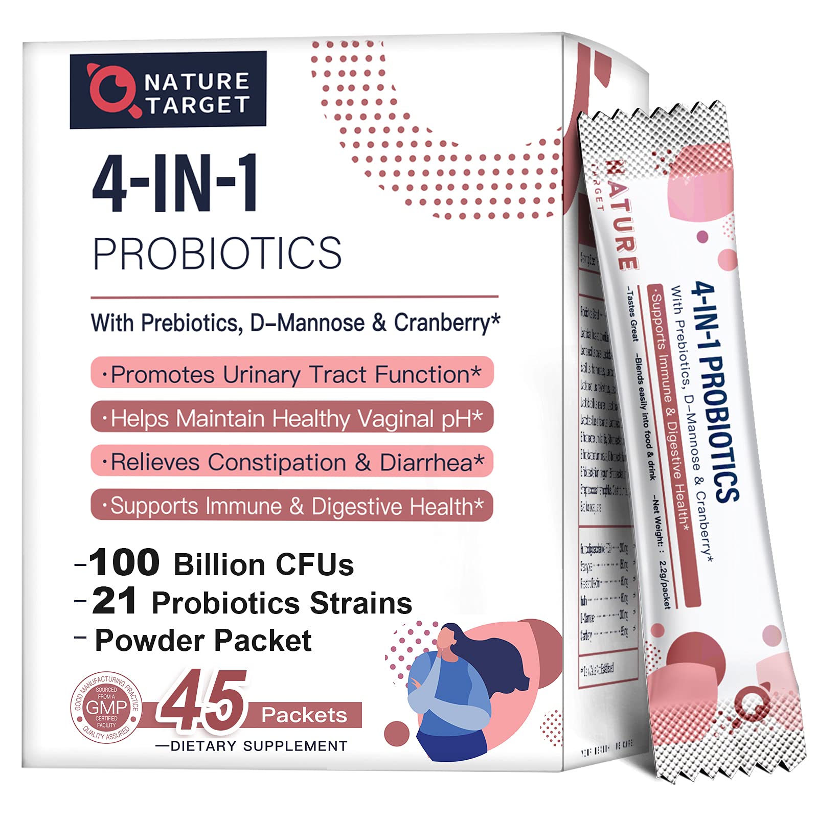 Probiotics-for-Women Prebiotics-and-Probiotics-Powder, 100-Billion-CFUs 45-Day-Supply