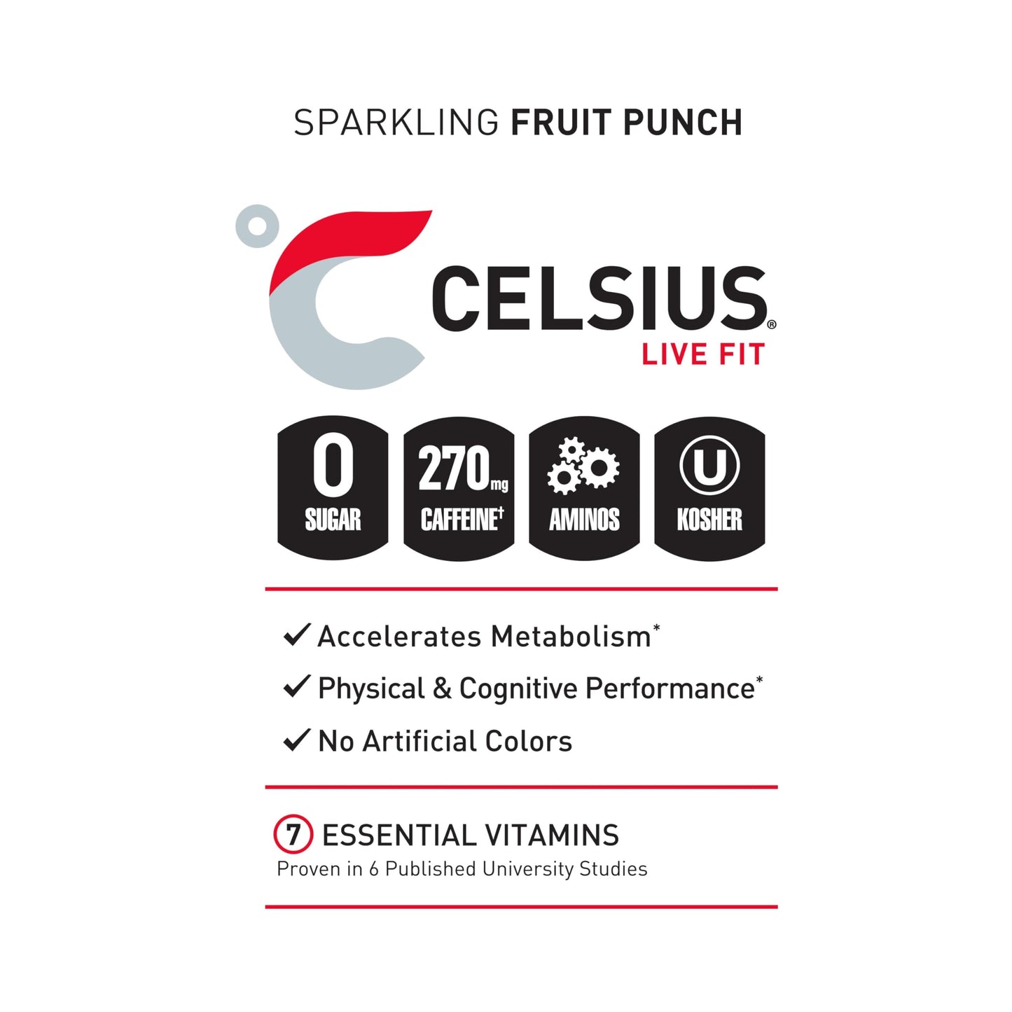 CELSIUS ESSENTIALS, Sparkling Fruit Burst, Performance Energy Drink 16 Fl Oz (Pack of 12) CELSIUSBuy Supplements Australia