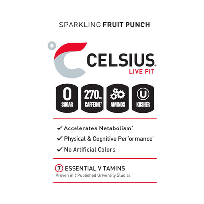 CELSIUS ESSENTIALS, Sparkling Fruit Burst, Performance Energy Drink 16 Fl Oz (Pack of 12) CELSIUSBuy Supplements Australia
