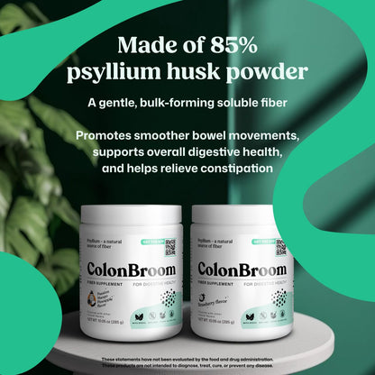 ColonBroom Psyllium Husk Powder - Colon Cleanse for Bloating Relief & Gut Health - Fiber Powder Drink - Easy to Mix - Vegan, Gluten Free, Non-GMO - Strawberry & Tropical Fruits (2 Pack) ColonBroomBuy Supplements Australia